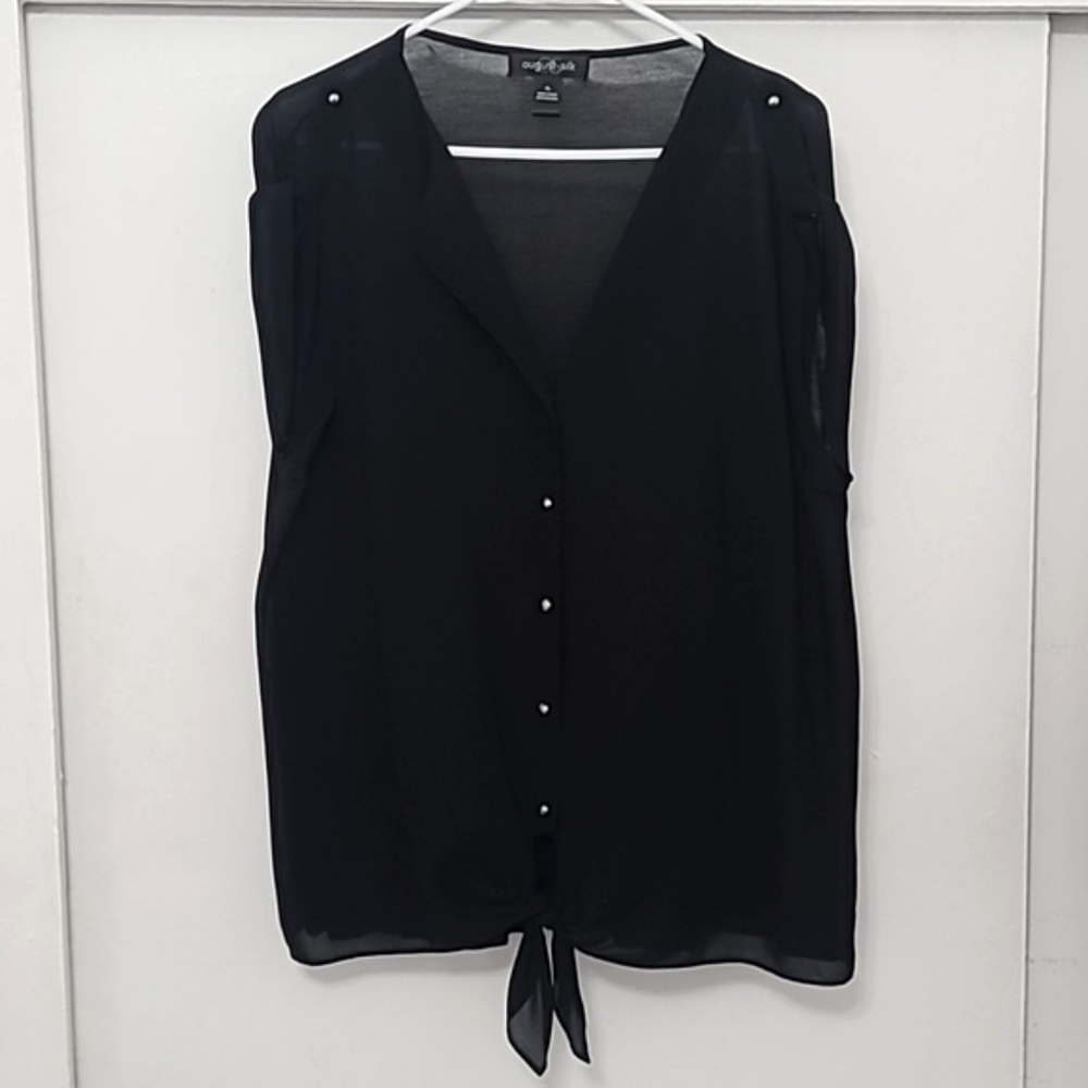 August Silk Black Blouse